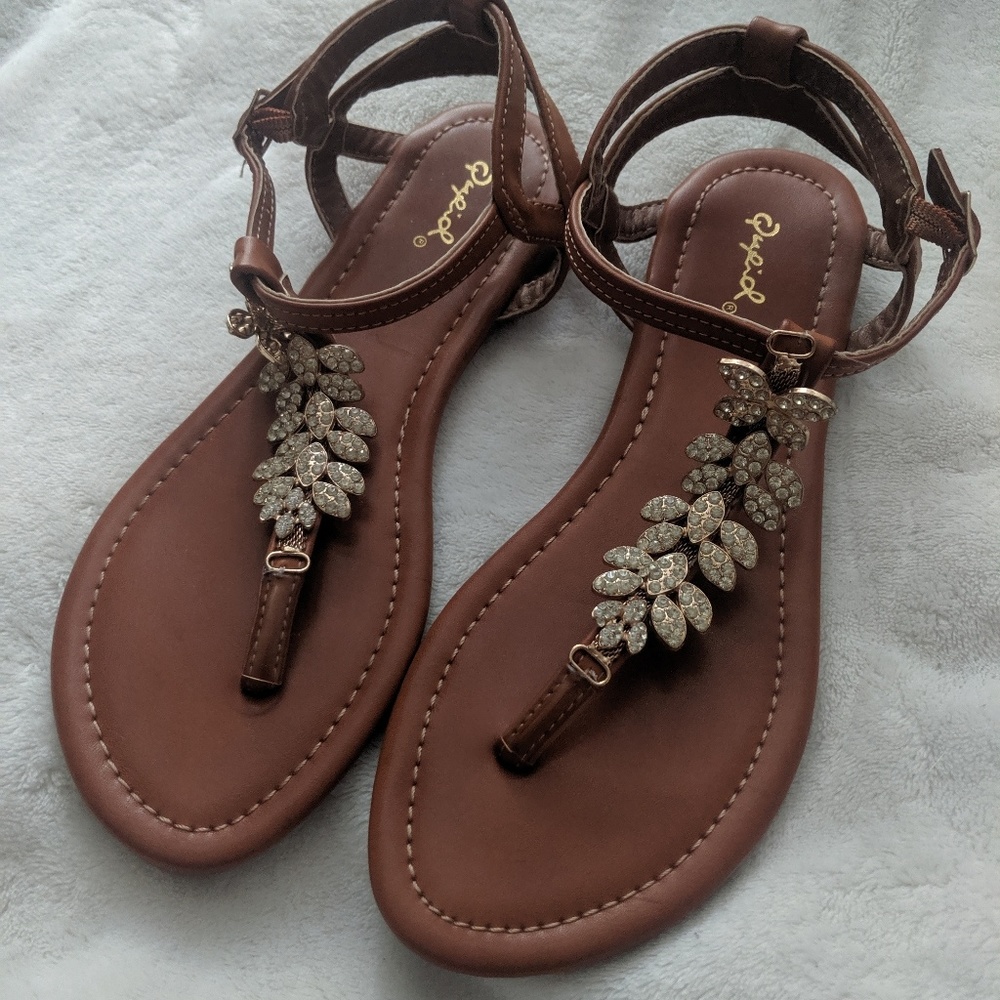 Qupid Embellished Thong Sandal